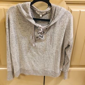 Hippie Rose Lace Up Hoodie Sweater